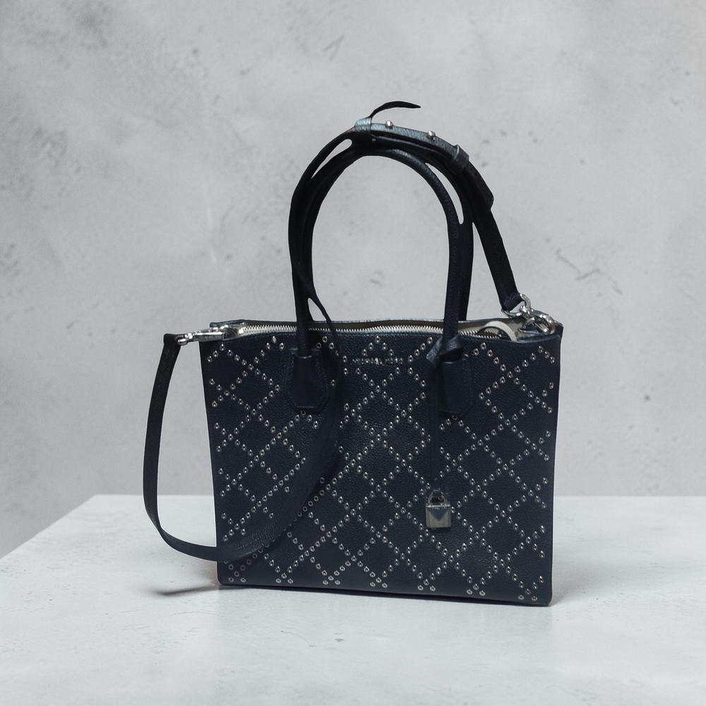 Michael Kors Black Studded Leather Satchel